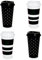 Kate Spade New York Black/White Reusable Travel Tumbler Set of 4, 16 Ounce BPA-Free Plastic Cups with Lids, Coffee Mugs for Hot or Cold Drinks, Dots and Stripes