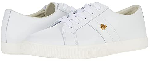 Lauren Ralph Lauren Janson II Action Leather Sneaker, Rl White, 38.5 EU