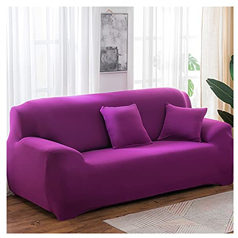 AMDXD Sofabezug 1 Sitzer, Einfarbig Sofa Hussen Möbelschutz mit Elastischem für Wohnzimmer, in Polyester, Anti-Rutsch, Elastischer Fuchsie