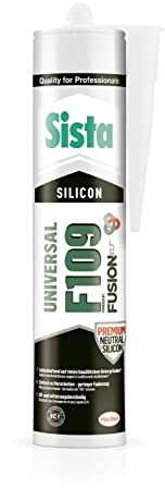 Sista F109 Fusion, universell einsetzbare Dichtmasse, Silikon Dichtstoff für Fassade, Verglasung und Sanitär, resistente und geprüfte Fugenmasse, basaltgrau, 12x300ml
