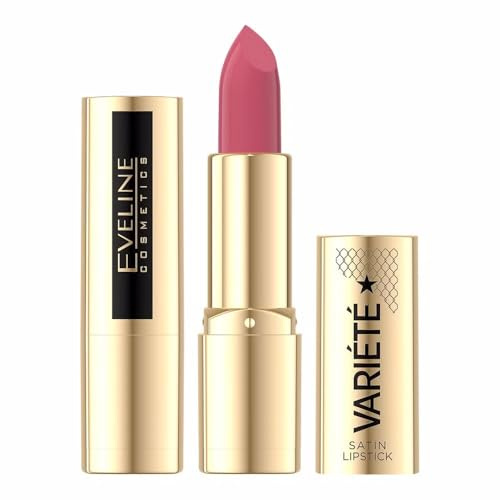Eveline Cosmetics Variété Satin Lippenstift Nr. 02 - Hochpigmentierte, Feuchtigkeitsspendende Lippenpflege mit Jojobaöl & Hyaluronsäure