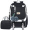 Bevalsa Schulrucksack mit Lunchtasche Schultaschen-Set für Mädchen Teenager Damen Schulranzen Modisch Rucksack Campus Laptop Backpack 20L Nylon Wasserdicht Daypack (Schwarz-Weiss)