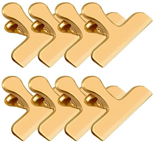Artcut 8 Pack Bulldog Clips, 3 Inch Wide Binder Clips, Stainless Steel Metal Clips for Organizing Files, Photos, Bags, Papers, Clips Clamps, Bulldog Clips Large Heavy Duty, Drawing Board Clips, Gold