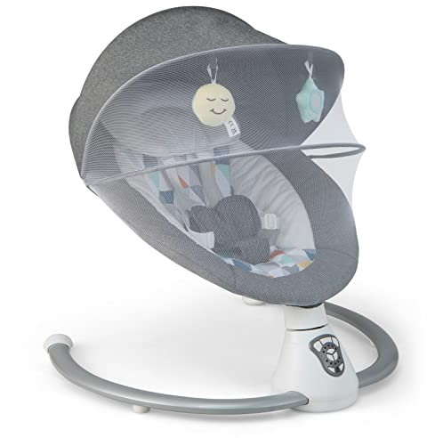COSTWAY Electric Baby Bouncer, Portable Infants Rocker with Removable Mosquito Net, 5 Swing Settings, Built-in Music and 3 Timer, Includes Remote Control, Baby Swing Chair Suitable from Birth