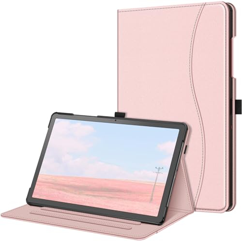 Fintie Funda Samsung Galaxy Tab A9 Plus de 11 Pulgadas 2023, Modelo SM-X210/X216/X218, Funda Multiángulo Tipo Folio con Compartimento para Documentos y Función de Encendido Auto - Oro Rosa
