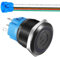 Gebildet Interruptor de Botón con Pestillo de Acero Inoxidable de 22mm 110V-220V/5A símbolo de Alimentación LED 1NO1NC SPDT ON Off Impermeable con Enchufe de Cable (LED azul/Carcasa Negra)