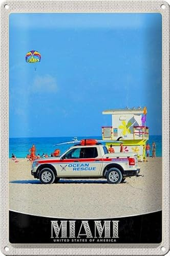 Blechschild 30 x 20 cm Miami USA Motiv: Baywatch - DekoNo7