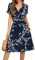 Actcat V-Ausschnitt Kleid Kurzarm Casual Kleider Sommerkleid Floral Party Kleid mit Taschen Kleider elegant blusenkleid Damen blusenkleid Damen Kleid a Linie