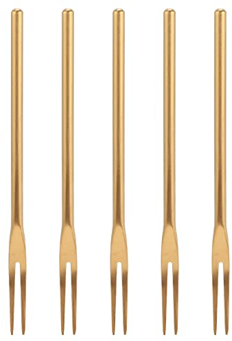 5Pcs Appetizer Forks, Stainless Steel Dessert Fork Cocktail Forks Cake Fruit Salad Appetizer Long Handle Metal Small Tasting Pastry Forks Charcuterie Forks for Home Kitchen Party