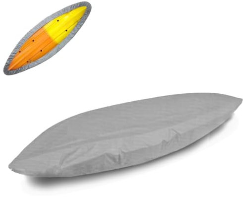 Kajak-Abdeckung, 4,5 M, Bootsabdeckung, Wasserdicht, UV-Sonnenschutz, Polyester, Kanu-Abdeckung, Kajak-Aufbewahrungsabdeckung für 3,6–4 M Kajak, Boot, Kanu, Outdoor, (Gray)