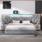 Rtopsu Polsterbett Doppelbett 180x200 cm mit LED-Beleuchtung und USB-Anschluss, Bett mit Hydraulischer Stauraum und Kopfteil, Stauraumbett Bettgestell mit Lattenrost, Samt, Grau, Ohne Matratze