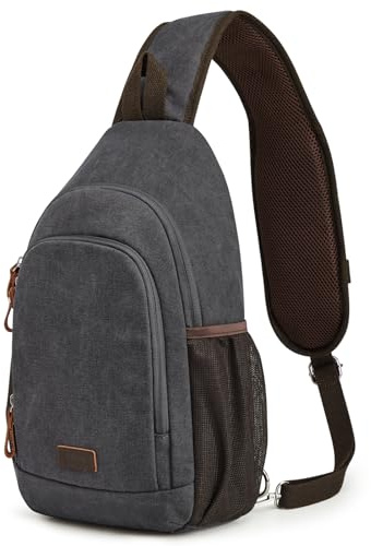 S-ZONE Herren RFID Sling Rucksack Wasserabweisendes Canvas Crossbody Schultertasche Mittelgroß Brusttasche Lässiger Tagesrucksack mit Handytasche
