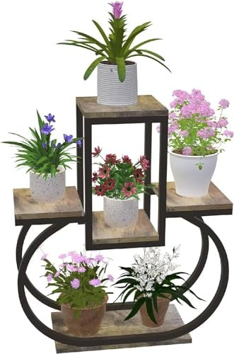 Estante para plantas de interior, mesa de escalera de esquina para flores, estante de 3 niveles para plantas en macetas múltiples, escalera para 6 macetas para sala de estar, dormitorio, patio y balc