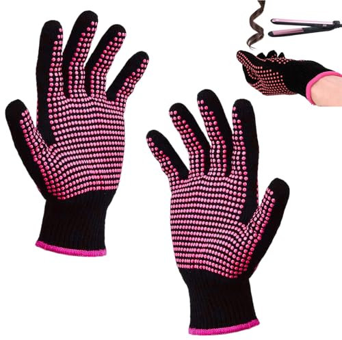 2 Stücke Professionelle Hitzebeständige Handschuhe,Hitzeschutz Handschuh,Lockenstab Handschuh,Hitzebeständige Handschuhe Für Haarstyling Mit Rutschfester Silikonnoppe,Für Lockenstab, Flacheisen
