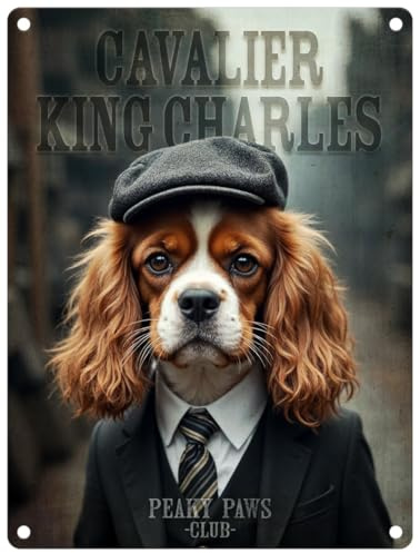 Small (150 x 200mm) Metal Sign - Peaky Paws Club - Cavalier King Charles Spaniel