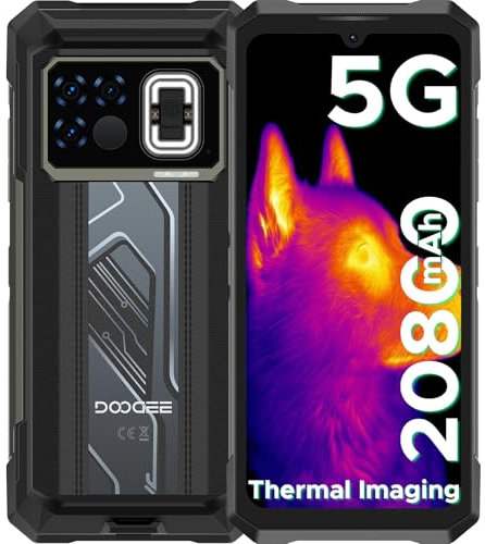 DOOGEE Fire 6 MAX Rugged Smartphone 5G 2025, 20800mAh/33W, Thermal Imaging Rugged Phones Android 14, Dual Light Flashlight, 50MP+20MP Night Version, 20GB+256GB, 6.72''FHD+120HZ, 5G Dual SIM/WiFi 6/NFC