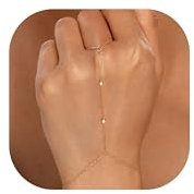 LunarCharm Handkette Gold Mit Verstellbarem Design, 14K vergoldet Strahlende Rhinestone Ring Bracelet Für Damen, Wasserfester Hand Schmuck Für Jeder Gelegenheit