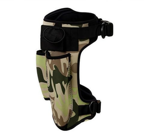 Neoprene Knife Holder, Adjustable Elastic Scuba Diving Knife Wrap Sheath Leg Strap Thigh Knife Holster with 2 Pockets for Hiking Rafting Boating Fishing Snorkeling (Camo)