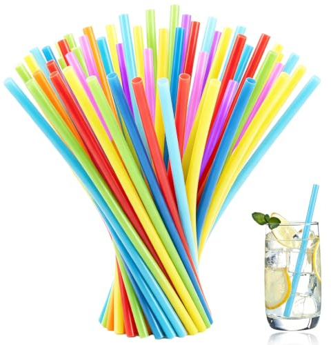 ZBXSNK 100Pcs Colourful Reusable Plastic Straws, Food-Grade & Odourless | Straight Slush Straws for Milkshakes, Juice, Frozen Drinks for Kids Family Bars Cafes Restaurants BBQ Parties Celebrations