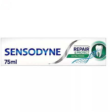 Sensodyne Repair & Protect Extra Fresh Sensitive Toothpaste, 3 x 75 ml | Sensitive teeth relief, Daily use toothpaste, Extra fresh flavour, NovaMin calcium formula, Adults, 3 x 75 ml multipack