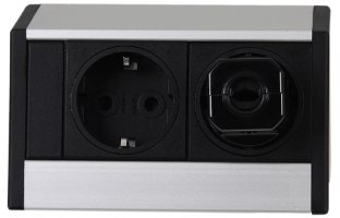 Schulte 159800001300 Evoline R-Dock, 2 x VDE Steckdosen Aluminium