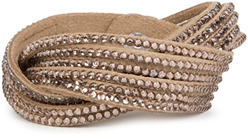 styleBREAKER weiches Strass Armband, eleganter Armschmuck mit Strassteinen, Wickelarmband, 6x1-Reihig, Damen 05040005, Farbe:Hellbraun/Hellbraun