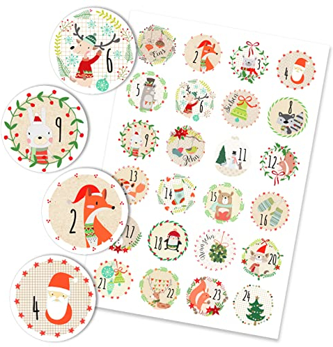 Papierdrachen 24 Adventskalender Zahlen Sticker - Bilder verspielt Nr 22 - Aufkleber 4 cm - zum Basteln und Dekorieren