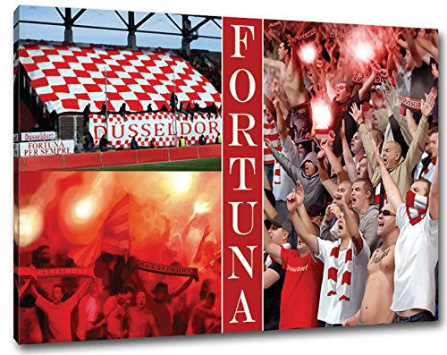 Ultras Düsseldorf Format: 80x60, Bild auf Leinwand XL, fertig gerahmt