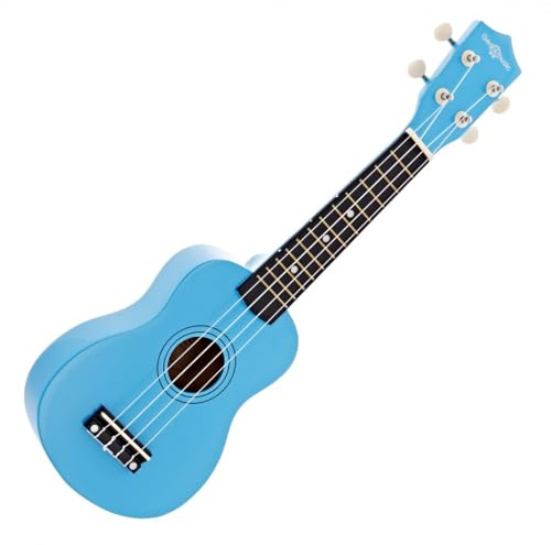 Sopran Ukulele von Gear4music, Blau | Für junge Anfänger, weiche Saiten und kompakte Größe, hochwertiges Laminat, nur drei Akkorde nötig