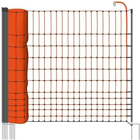VOSS.farming Filet volaille 50m H : 112cm Orange EURONETZ 15 piquets Double Pointe clôture électrique