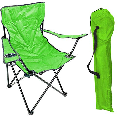 Anglersessel Campingstuhl Faltstuhl Anglerstuhl Regiestuhl Lime mit Getränkehalter und Tasche