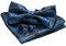 JEMYGINS Blau Seide Paisley Fliege und Einstecktuch mit Manschettenknöpfe Sets für Herren(2)