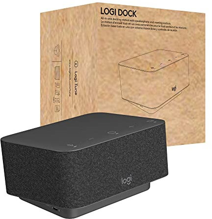 Logitech - Logi Dock, All-in-One USB C Laptop- Dockingstation, Lautsprecher, Noise Cancelling Mikrofone, Bluetooth, HDMI, für Windows/macOS, zertifiziert für Microsoft Teams - Graphit