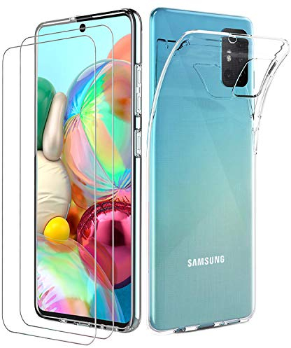 ILUXUS Klar Silikon Hülle für Samsung Galaxy A71 handyHülle mit Schutzfolie, transparent Ultra Silikon Bumper Cover TPU Ultra Slim Schutzhülle