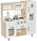 HOMCOM Kids Wooden Pretend Play Toy Kitchen Cooking Set Role Play Phone Age 3+ for Boys Girls White