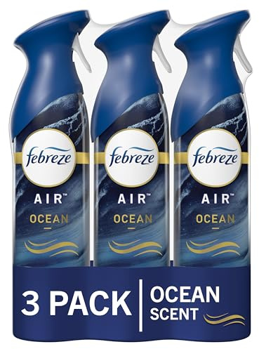 Febreze Air Mist Air Freshener Spray, Odor-Fighting Room Spray, Air Fresheners for Home and Bathroom and Kitchen, Aerosol Can, Ocean Scent, 8.8oz (Pack of 3)
