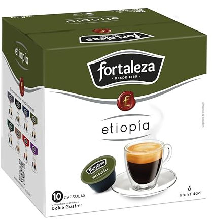 Café Fortaleza - Cápsulas Compatibles con Dolce Gusto, Café de Etiopía, Puro Sabor, 100% Arábica, Aromas Cítricos y Achocolatados, Pack 10x3 - Total 30 uds