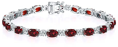 GEMLANTO Armband Damen 925 Sterling Silber Granat Tennis Armband Damen Januar Geburtsstein Schmuck Geschenk für Sie Valentinstag Verlobung Geburtstags Muttertags Weihnachten