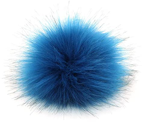 CIHANG 12PCS kunstfellbommel 10-12cm Kunstfell Bommel Pelzbommel Fellbommel Pompon Mützen Anhänger (Blau)