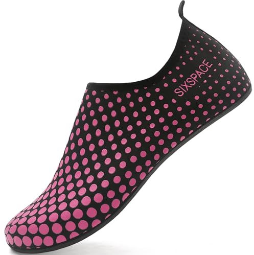 Sixspace Badeschuhe Wasserschuhe Damen Schwimmschuhe Strandschuhe Aquaschuhe Surfschuhe Barfußschuhe Tauchschuhe Wassersportschuhe(Rosa,41 EU