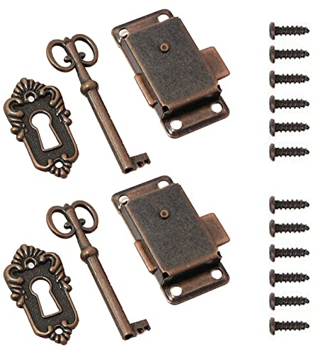Vintage Schrankschloss, 2 Set Schubladenschloss mit Schlüssel Antik Kleine Box Schrank Tür Schlösser Möbel