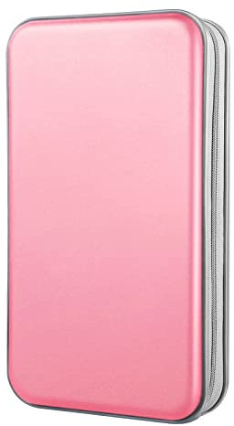 DVD Case, Bivisen CD Case Holder Wallet Binder 96 Capacity CD/DVD Cases Storage Holder Binder Organizer Wallet Book for Car Home Travel (Light Pink)