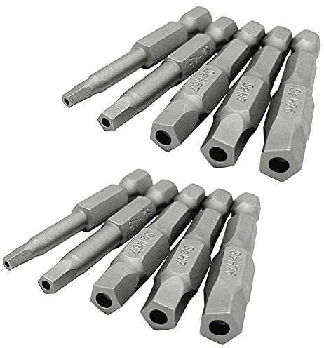 Saipor Lot de 10 embouts de tournevis Pentagone magnétiques 1/4 Tige hexagonale pentagone embout de vis 50 mm tournevis électrique outils de 2