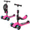 BremToy Trottinette pour Enfants 1-12 Ans, Ajustement Continu, 3 Roues LED élégantes, Trottinette Pliante, Charge Maximale 50 kg, Rose Rouge