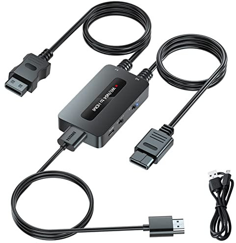 Kirolle Convertisseur 2 en 1 Wii/N64 vers HDMI - Double mode, prend en charge le rapport d'aspect 4:3/16:9, câble pour Wii U