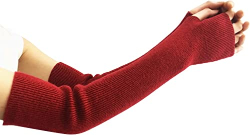 Surakey Winter Gestrickte Handschuhe für Damen, Fingerlose Armstulpen Kaschmir Armwärmer lang Handwärmer Stulpen, Warm Strick Handschuhe Pluswärmer Handstulpen