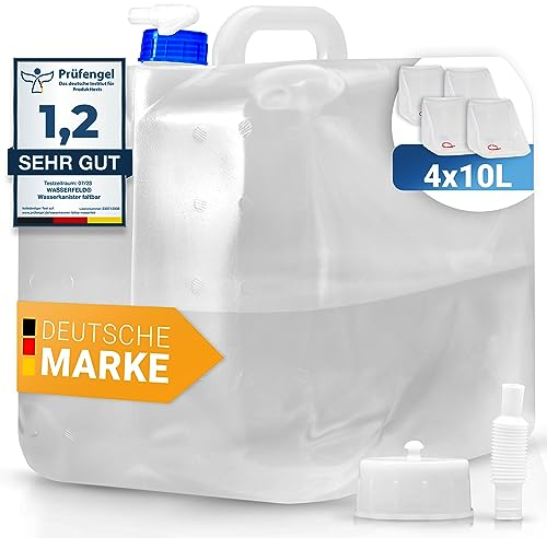 WASSERFELD Bidón de agua plegable 4 x 10 litros