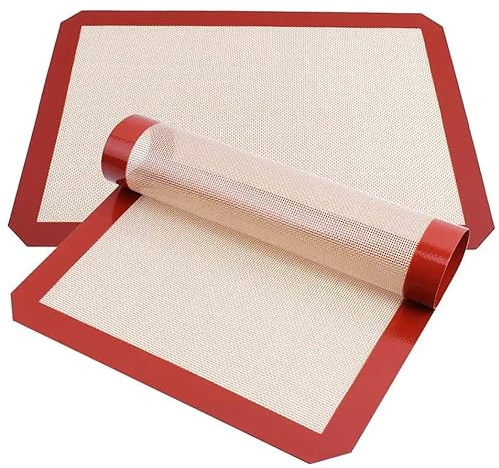 Silikon Backmatte(3er Sets),Antihaftbeschichtete und Wiederverwendbare Silikonbackmatten, Silikonmatte Backunterlage Teigmatte Backofen Dauerbackmatte Backmatten for Brot/Macarons/Kuchen/ Pizza