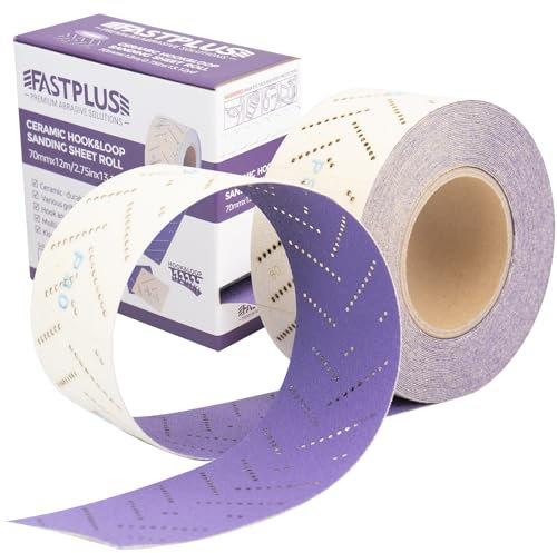 Clean Schleifpapier Rolle Purple Clean Schleifrollen 70 mm x 12 m Multi-Hole SchleifpapierrolleRechteckig Von Hand Zerrissen Schleifpapier zum Entfernen von Beschichtungen, Autoschleifen, Körnung 600