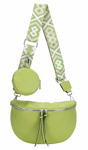 OBC Damen Tasche Crossbody Gürteltasche Brusttasche Umhängetasche Hüfttasche Crossover Bauchtasche Bodybag Schultertasche Handytasche Kunstleder Grün